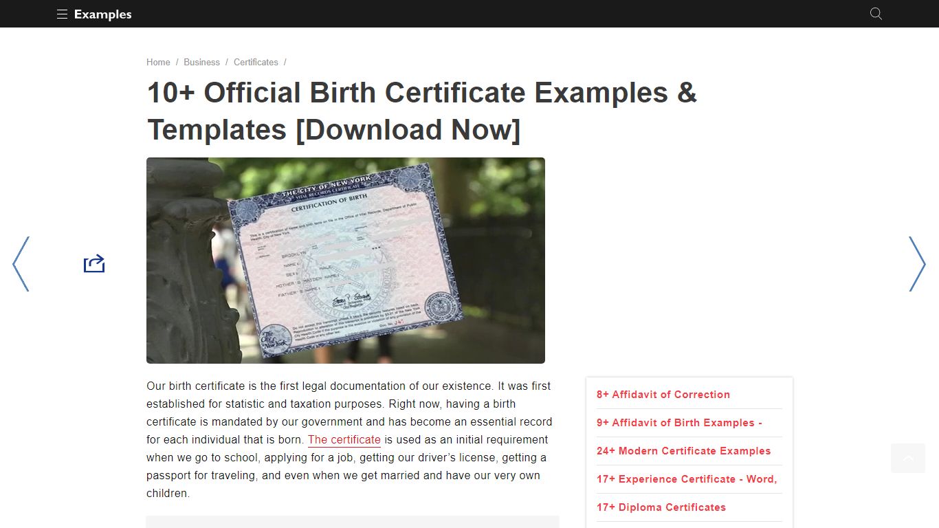 Official Birth Certificate - Examples, Format, Pdf | Examples
